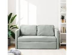 Sofá-cama sem pés 122x204x55 cm veludo cinzento-claro PT691245