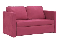 Sofá-cama sem pés 122x204x55 cm veludo vermelho tinto PT783440