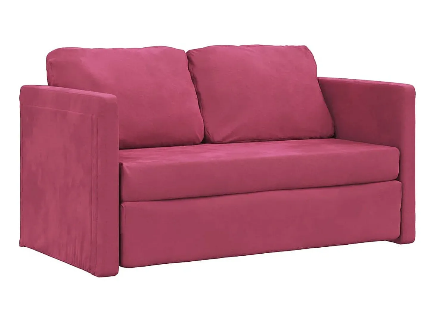 Sofá-cama sem pés 122x204x55 cm veludo vermelho tinto PT783440