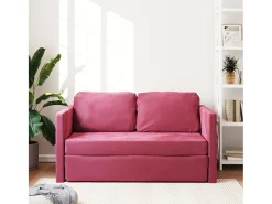 Sofá-cama sem pés 122x204x55 cm veludo vermelho tinto PT783440