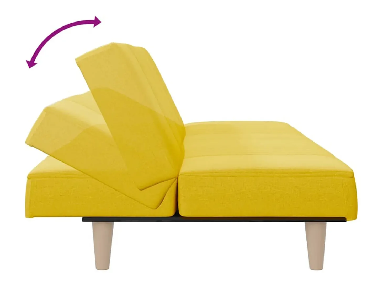 Sofá-cama tecido amarelo-claro