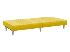 Sofá-cama tecido amarelo-claro