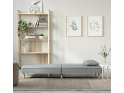 Sofá-cama tecido cinzento-claro PT151635