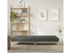 Sofá-cama tecido cinzento-escuro PT745431