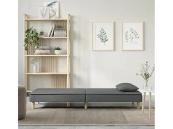 Sofá-cama tecido cinzento-escuro PT625507