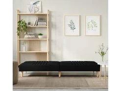 Sofá-cama tecido preto PT430170