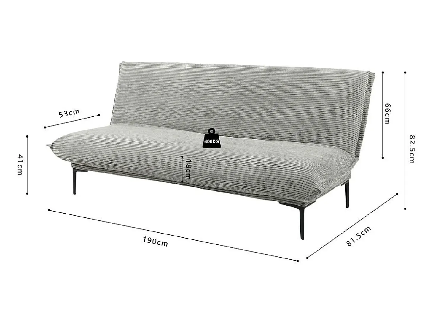 Sofá-cama VELARIS – Tecido de veludo cinza escuro – Estrutura de madeira – Colchão integrado – Elegante e compacto