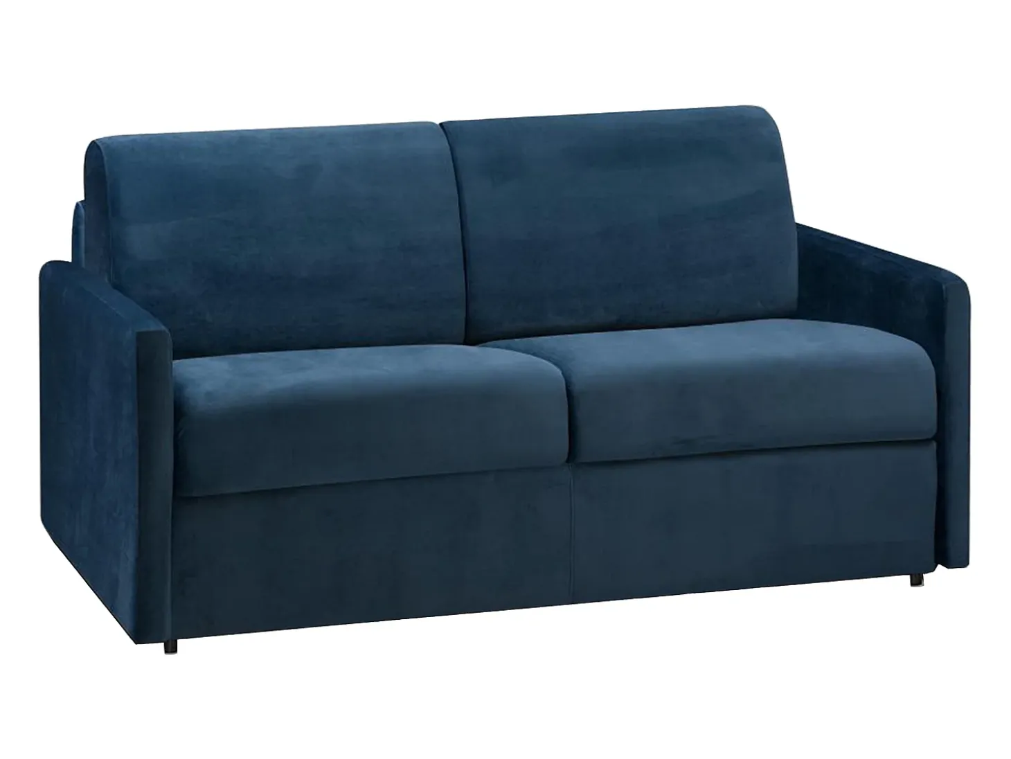 Sofá-cama veludo azul noturno assento memória de forma 120 cm colchão 22 cm CALIFE