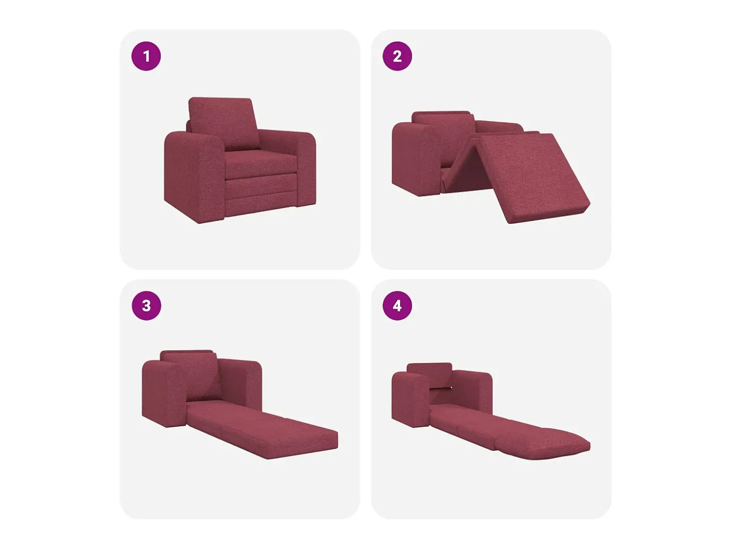 Sofá-Cama Vinho Vermelho 98 x 71 x 83 cm tecido