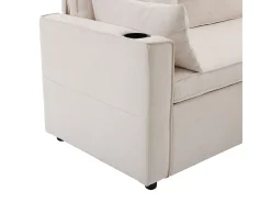 Sofás com função de dormir, sofás em forma de L, móveis estofados, sofás, espreguiçadeiras com suportes para copos,Bege