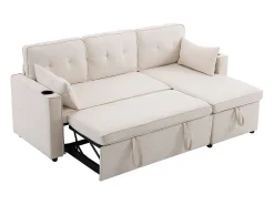 Sofás com função de dormir, sofás em forma de L, móveis estofados, sofás, espreguiçadeiras com suportes para copos,Bege
