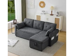 Sofás com função de dormir, sofás em L, móveis estofados, sofás, espreguiçadeiras com porta-copos,Preto