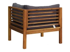 Sofás de canto 2pcs c/ almofadões cinzento-escuro acácia maciça
