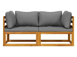 Sofás de canto seccionais c/ almofadões 2 pcs cinzento-escuro