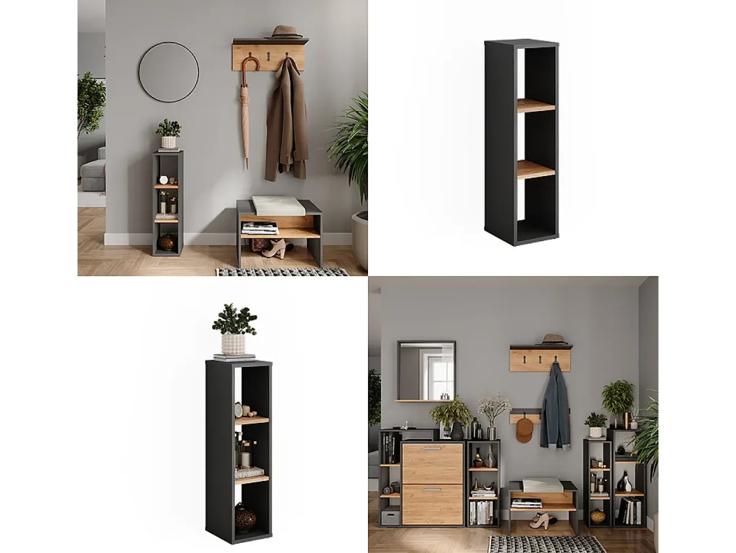 Standregal carvalho antracite/goldkraft 21.6x24x80.1 orlando