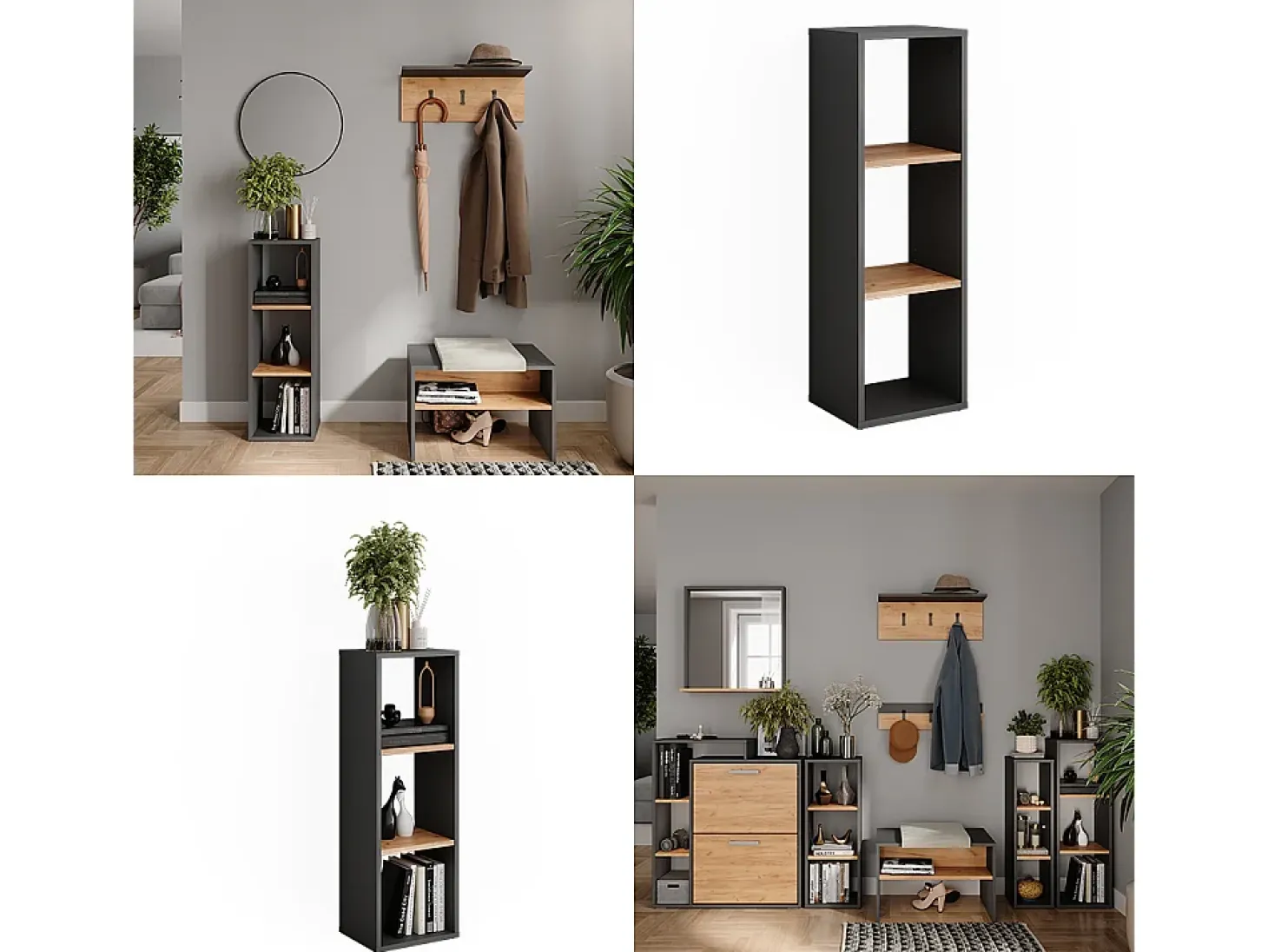 Standregal carvalho antracite/goldkraft 30x24x90.5 orlando