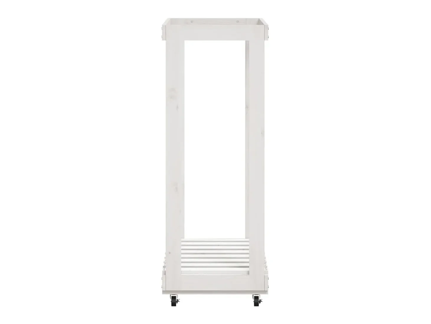 Suporte de lenha c/ rodas 76,5x40x108 cm pinho maciço branco PT547164