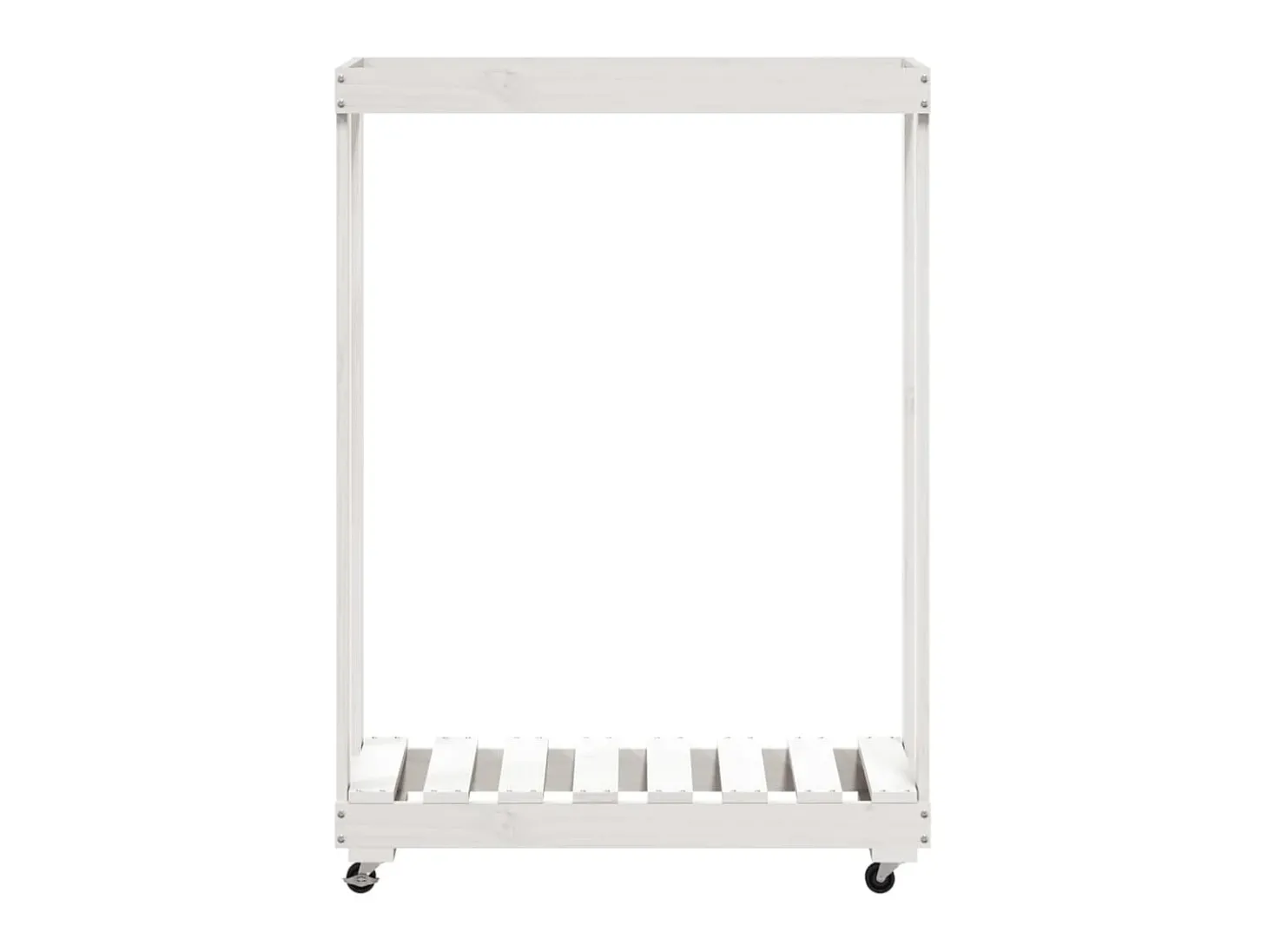 Suporte de lenha c/ rodas 76,5x40x108 cm pinho maciço branco PT547164