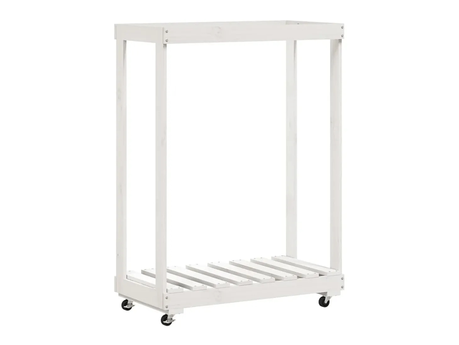 Suporte de lenha c/ rodas 76,5x40x108 cm pinho maciço branco PT547164