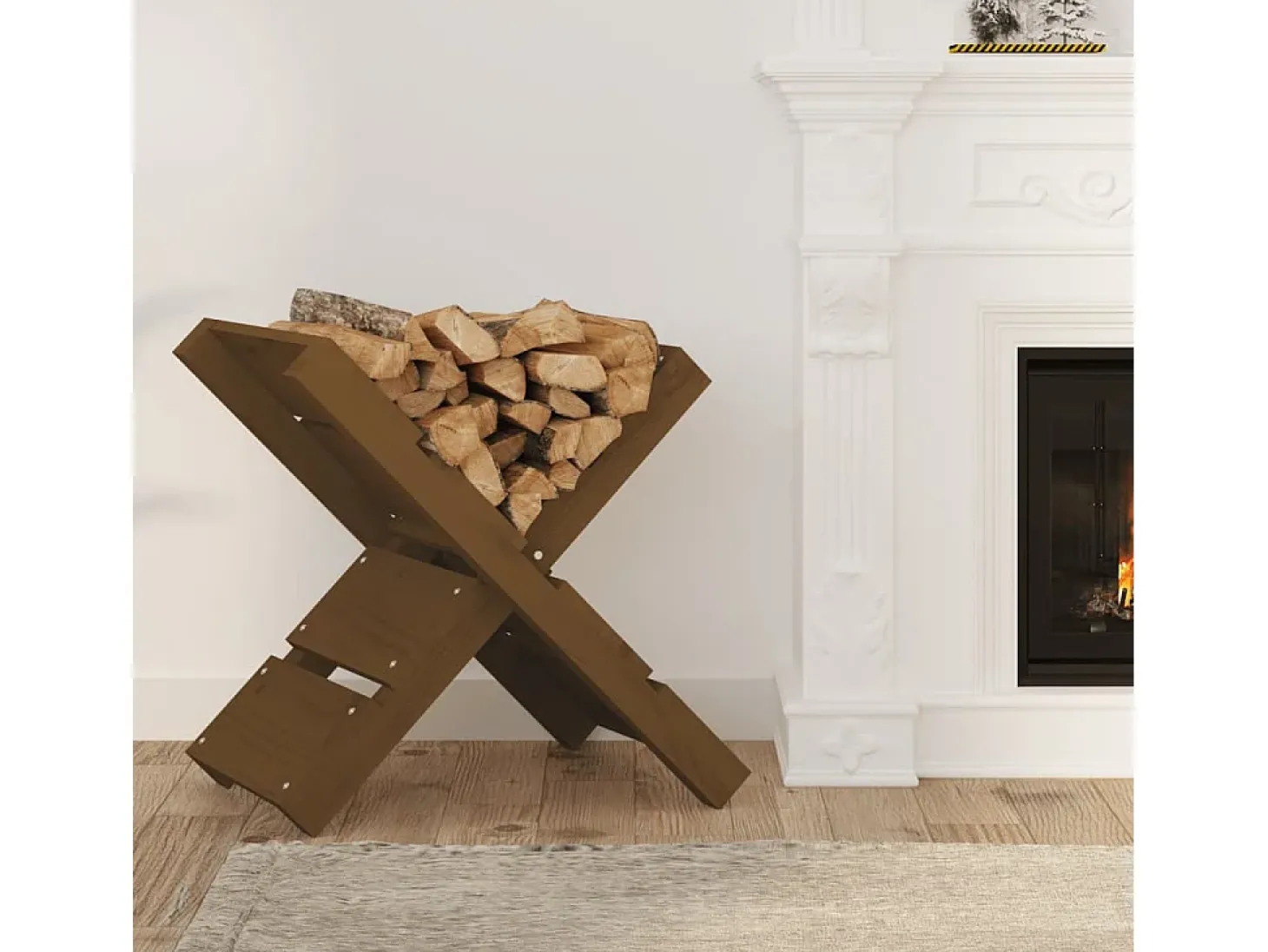 Suporte de lenha 47x39,5x48 cm pinho maciço castanho mel PT822343