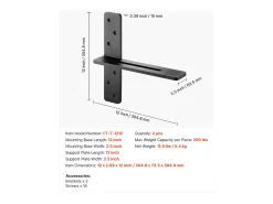 Suporte de Prateleira Flutuante SucceBuy, 30.48x7.35x30.48 cm, Suportes de Parede Invisíveis em T Resistentes, Conjunto de 2, Capacidade de Carga 90 kg