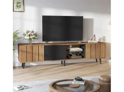 Suporte de TV - 175 x 31,5 x 45 cm - com 3 armários - adequado para TVs de 75 polegadas - aglomerado - natural