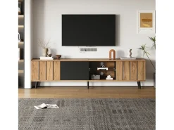 Suporte de TV - 175 x 31,5 x 45 cm - com 3 armários - adequado para TVs de 75 polegadas - aglomerado - natural