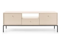 Suporte de TV 2 portas e 1 gaveta com pés de metal preto, 154x56 cm