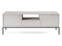 Suporte de TV 2 portas e 1 gaveta com pés de metal preto, 154x56 cm