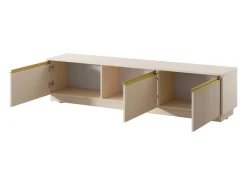 Suporte de TV 3 portas em madeira laminada bege 180x42 cm
