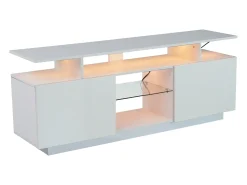 Suporte de TV branco com iluminação LED de 16 cores e 2 portas - para TVs de 40 a 49 polegadas.