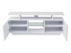 Suporte de TV branco com iluminação LED de 16 cores e 2 portas - para TVs de 40 a 49 polegadas.