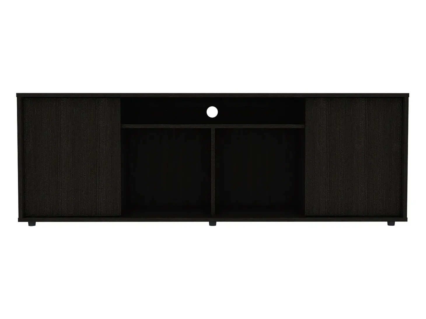 Suporte de TV em melamina Prana com ampla arrumação e 3 prateleiras, 51.5 cm X 150.4 cm X 37 cm , Preto