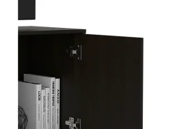 Suporte de TV em melamina Prana com ampla arrumação e 3 prateleiras, 51.5 cm X 150.4 cm X 37 cm , Preto