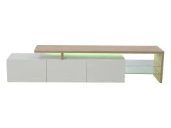 Suporte de TV LED moderno – Branco e Carvalho, 200 cm, com carregador europeu