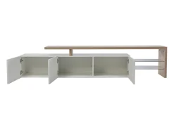 Suporte de TV LED moderno – Branco e Carvalho, 200 cm, com carregador europeu