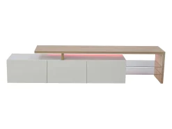Suporte de TV LED moderno – Branco e Carvalho, 200 cm, com carregador europeu