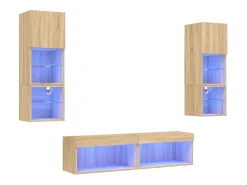 Suporte de TV multimídia prateleira de TV buffet de TV sala de jantar sala de estar quarto com LED 6 peças carvalho Sonoma madeira projetada marrom 02_0029455