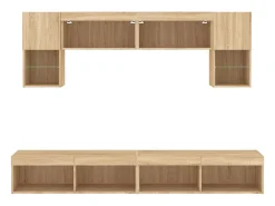 Suporte de TV multimídia prateleira de TV buffet de TV sala de jantar sala de estar quarto com LED 6 peças carvalho Sonoma madeira projetada marrom 02_0029454