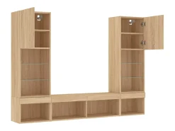 Suporte de TV multimídia prateleira de TV buffet de TV sala de jantar sala de estar quarto com LED 5 peças carvalho Sonoma madeira projetada marrom 02_0029418