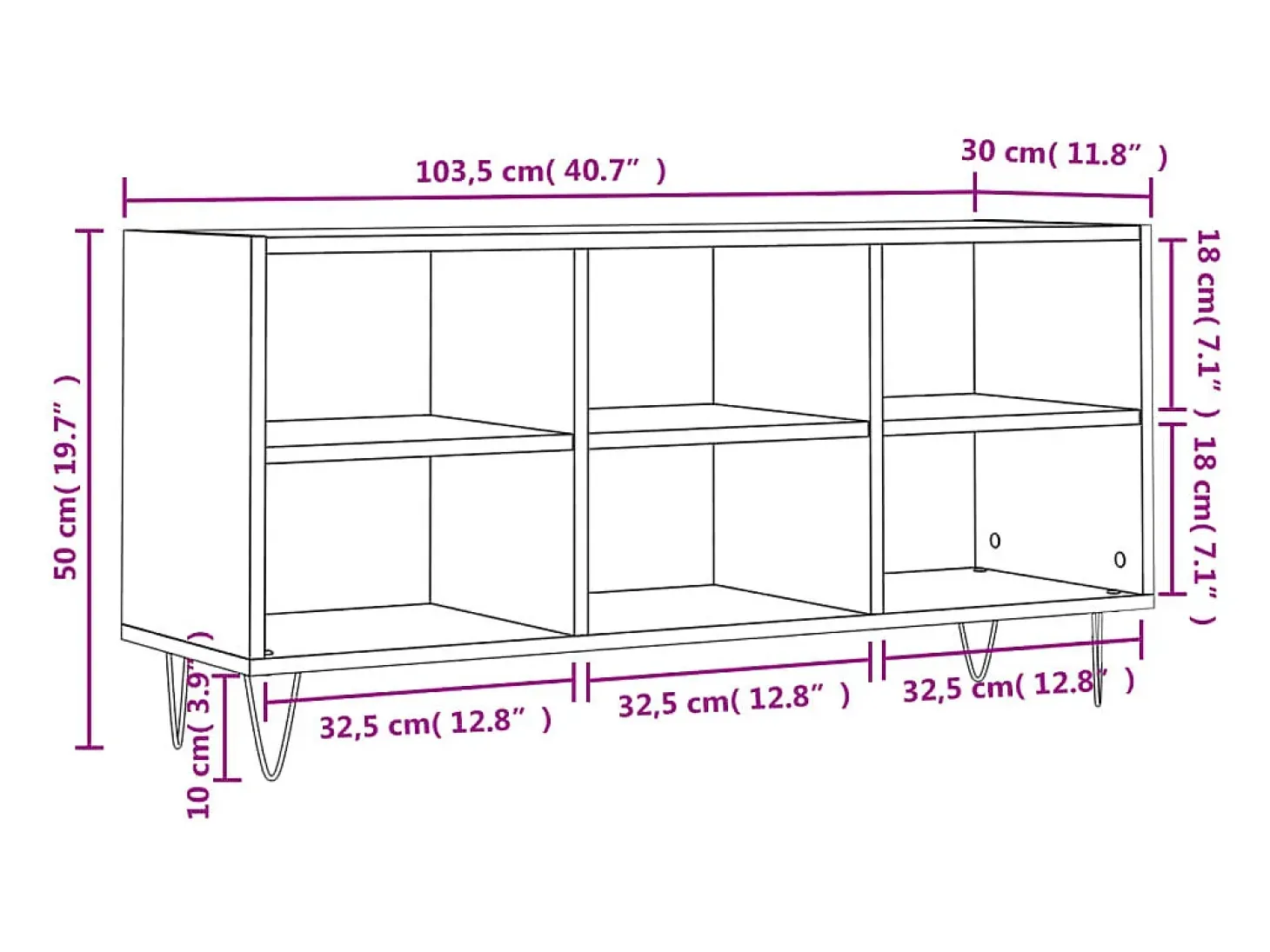 Suporte de TV multimídia prateleira de TV aparador de TV sala de jantar sala de estar quarto 1035 x 30 x 50 cm madeira projetada cinza 02_0025642
