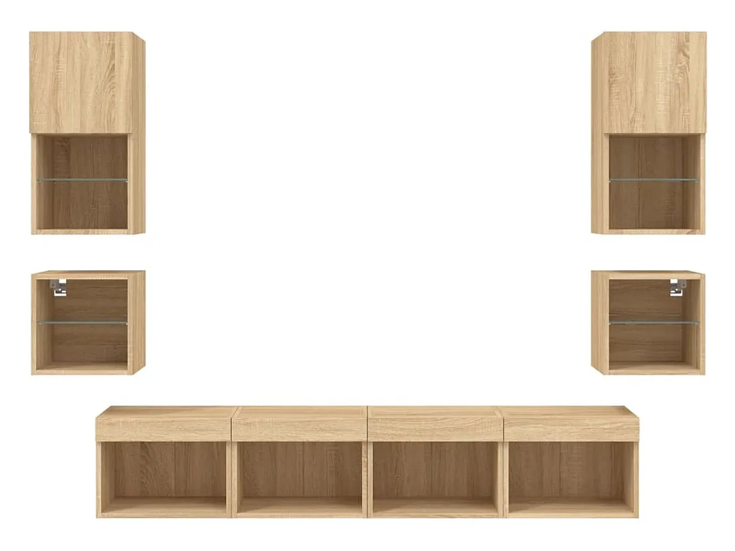 Suporte de TV multimídia prateleira de TV buffet de TV sala de jantar sala de estar quarto com LED 8 peças carvalho Sonoma madeira projetada marrom 02_0029481