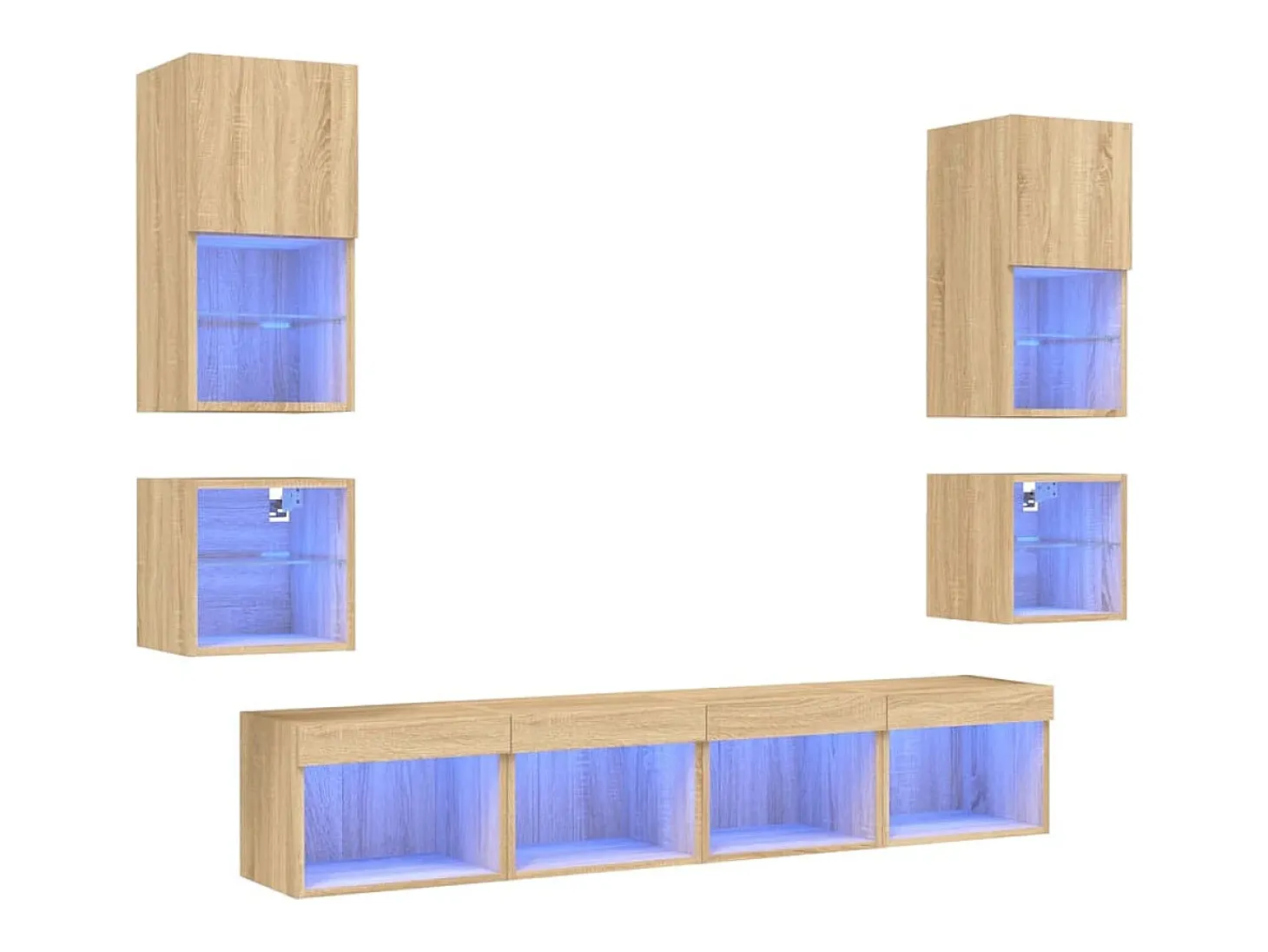 Suporte de TV multimídia prateleira de TV buffet de TV sala de jantar sala de estar quarto com LED 8 peças carvalho Sonoma madeira projetada marrom 02_0029481