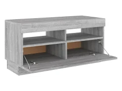 Suporte de TV multimídia prateleira de TV aparador armário de TV sala de jantar sala de estar quarto com luzes LED Sonoma 80 x 35 x 40 cm cinza 02_0026830