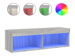 Suporte multimídia para TV prateleira para TV aparador armário para TV sala de jantar sala de estar quarto com luzes LED Sonoma 100 x 30 x 30 cm cinza 02_0026794
