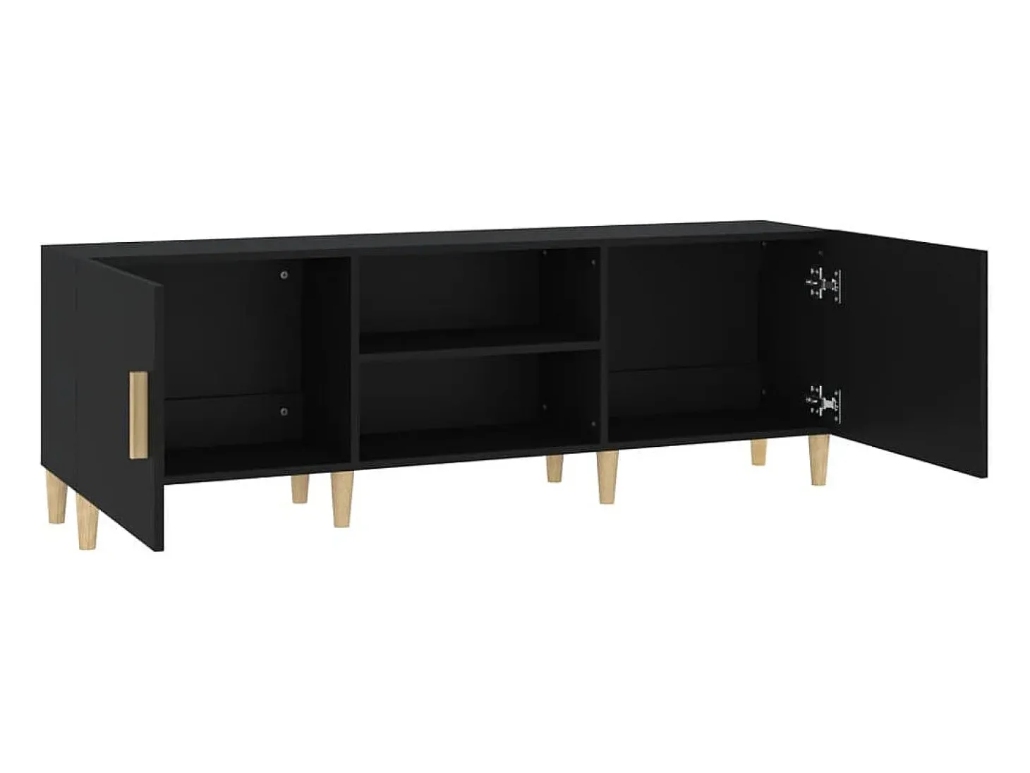Suporte multimídia para TV prateleira para TV aparador armário para TV sala de jantar sala de estar quarto 150 x 30 x 50 cm madeira engenheirada preta 02_0026003