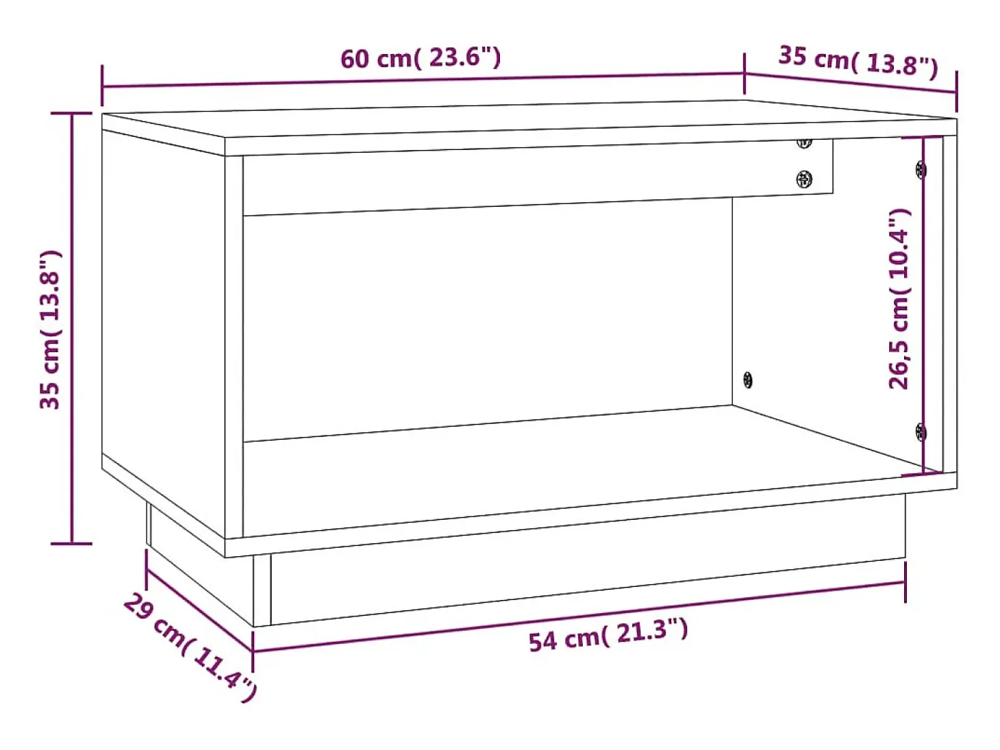 Suporte multimídia para TV prateleira para TV aparador armário para TV sala de jantar sala de estar quarto 60 x 35 x 35 cm madeira maciça de pinho marrom 02_0026134