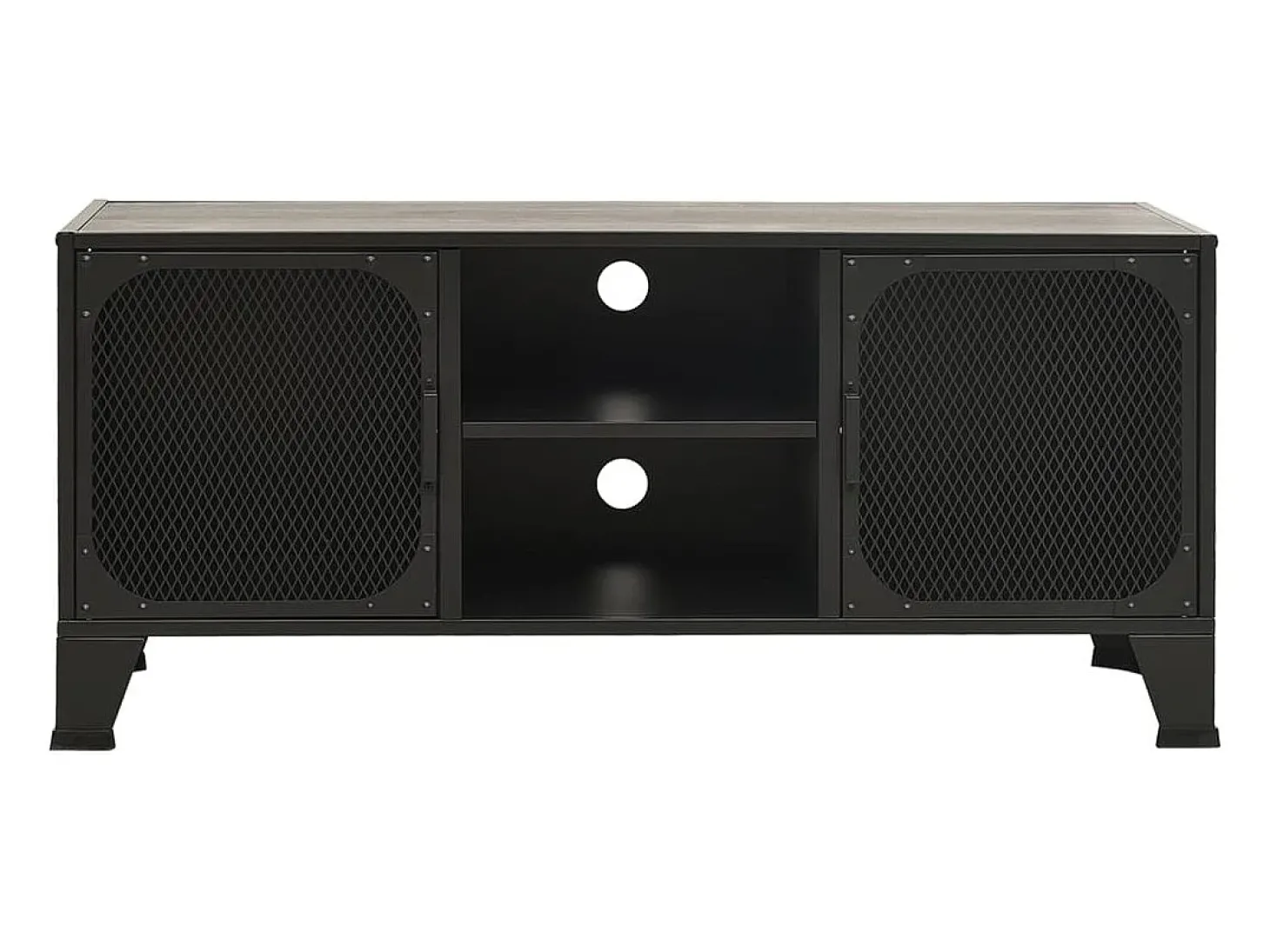 Suporte multimídia para TV prateleira para TV móvel para TV sala de jantar sala de estar quarto 105 x 36 x 47 cm metal e MDF cinza 02_0025695
