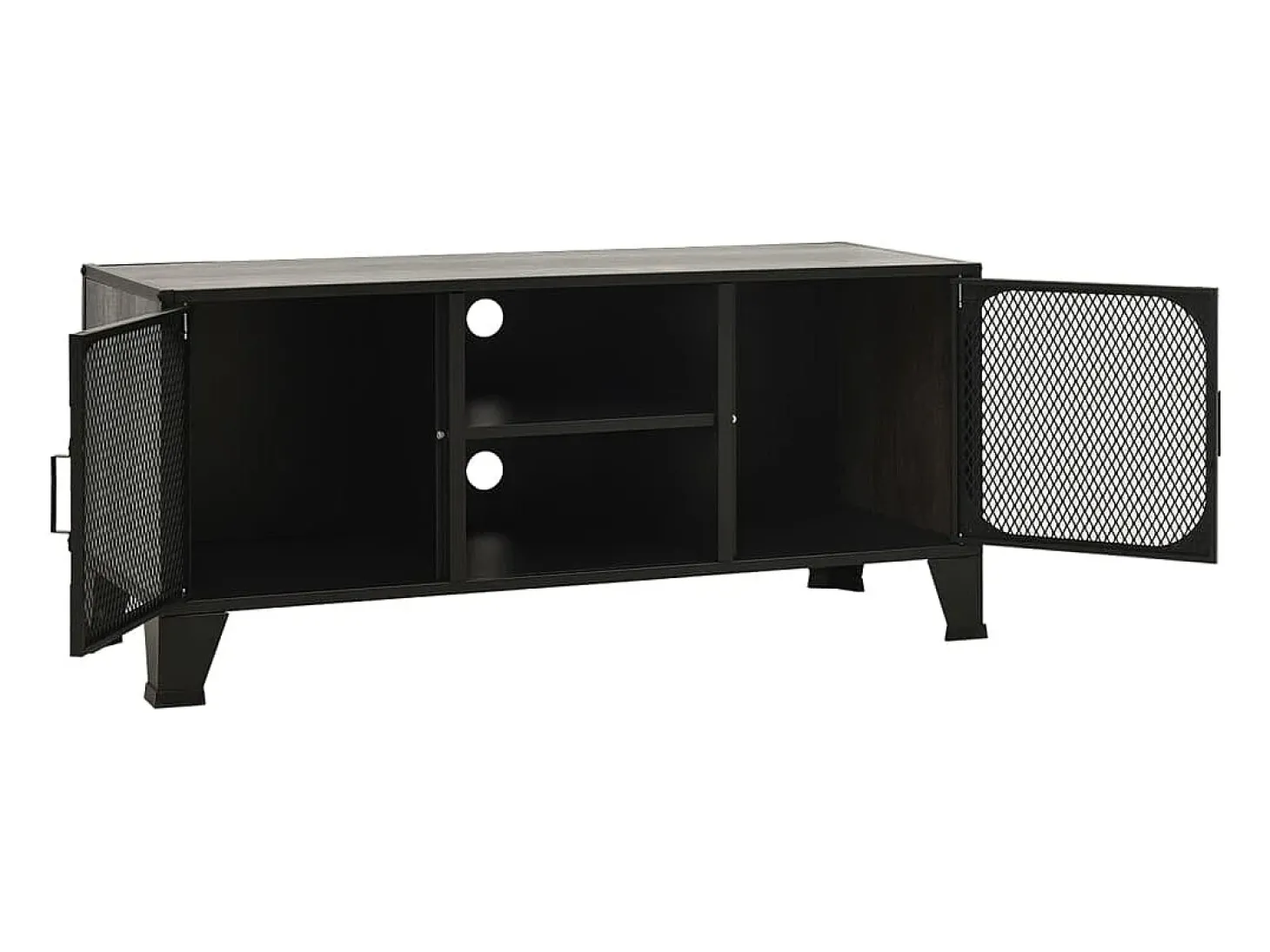 Suporte multimídia para TV prateleira para TV móvel para TV sala de jantar sala de estar quarto 105 x 36 x 47 cm metal e MDF cinza 02_0025695