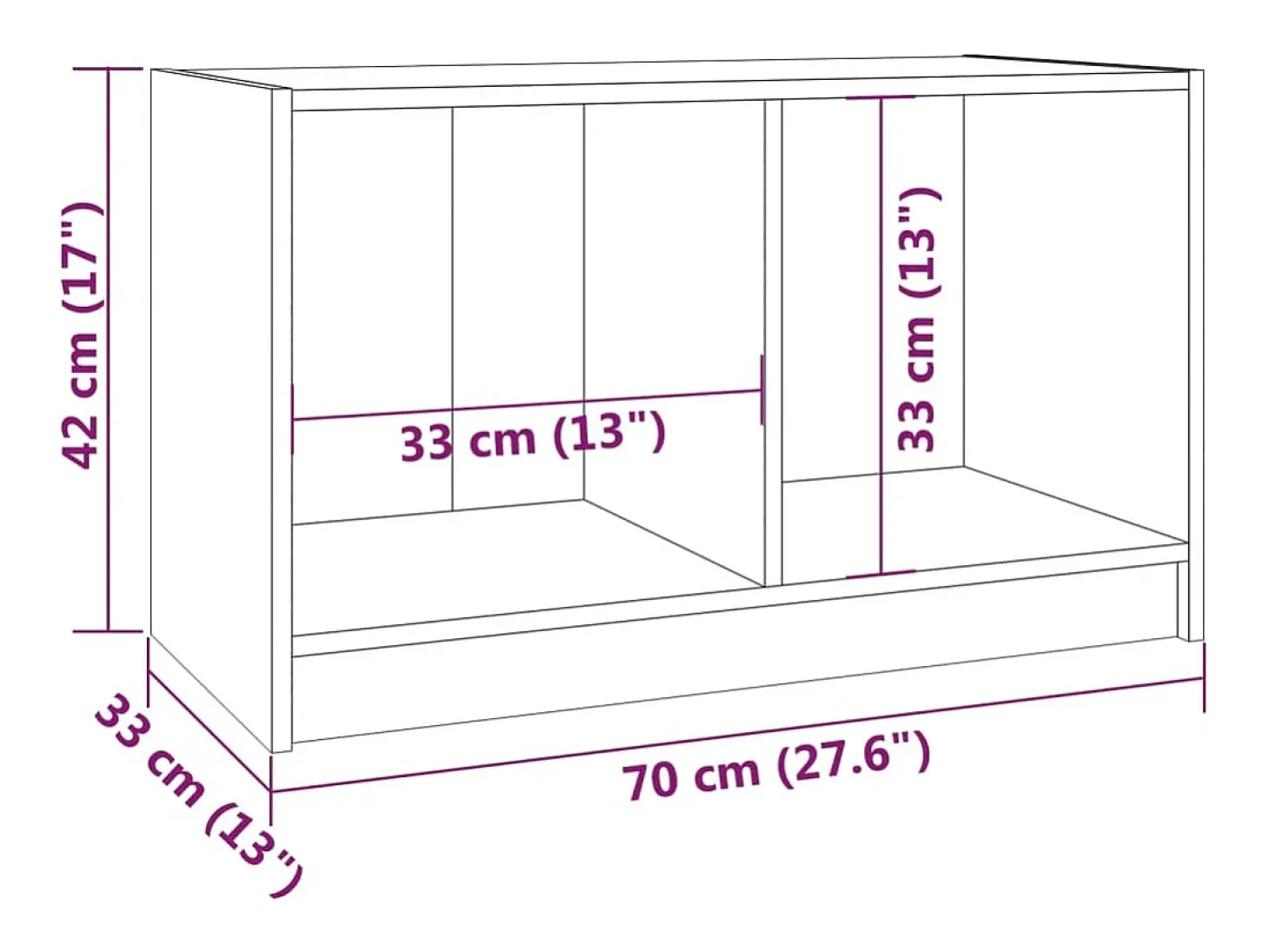 Suporte multimídia para TV prateleira para TV aparador armário para TV sala de jantar sala de estar quarto 70 x 33 x 42 cm madeira maciça de pinho branco 02_0026176